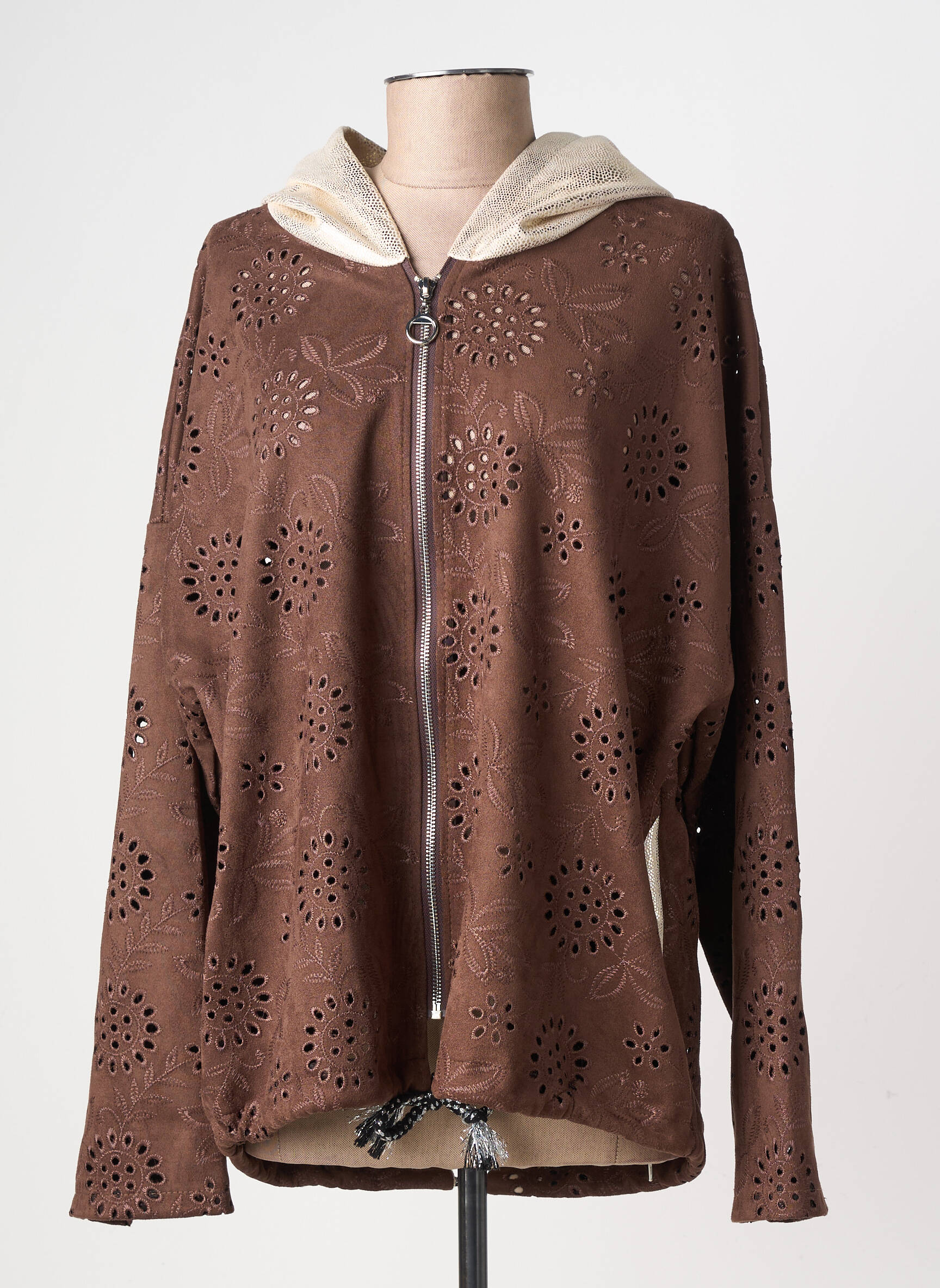 Veste casual tissage suedine marron VALERIA MODA femme