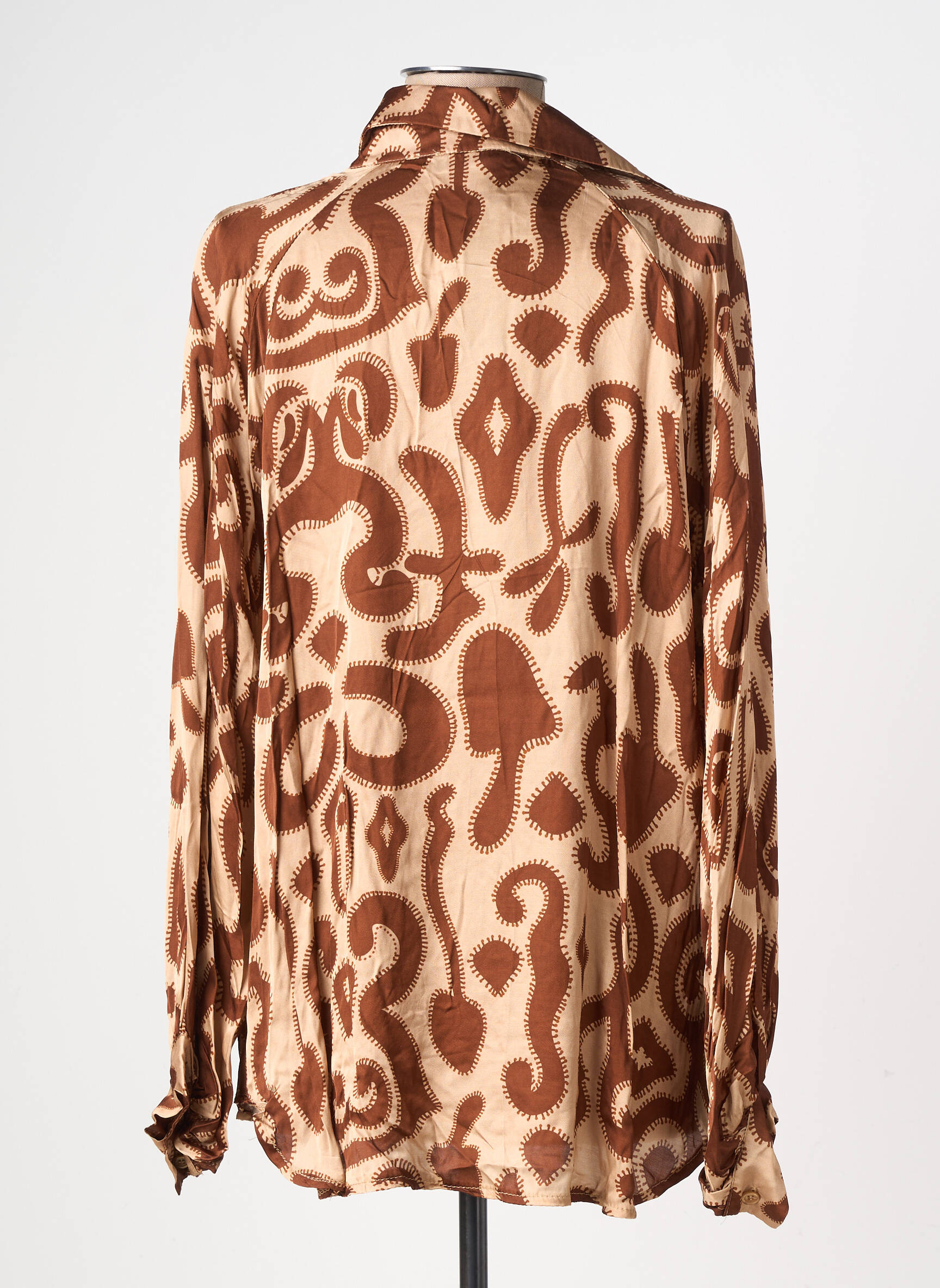 Blouse imprimé fantaisie manches longues beige CECILE WANG femme