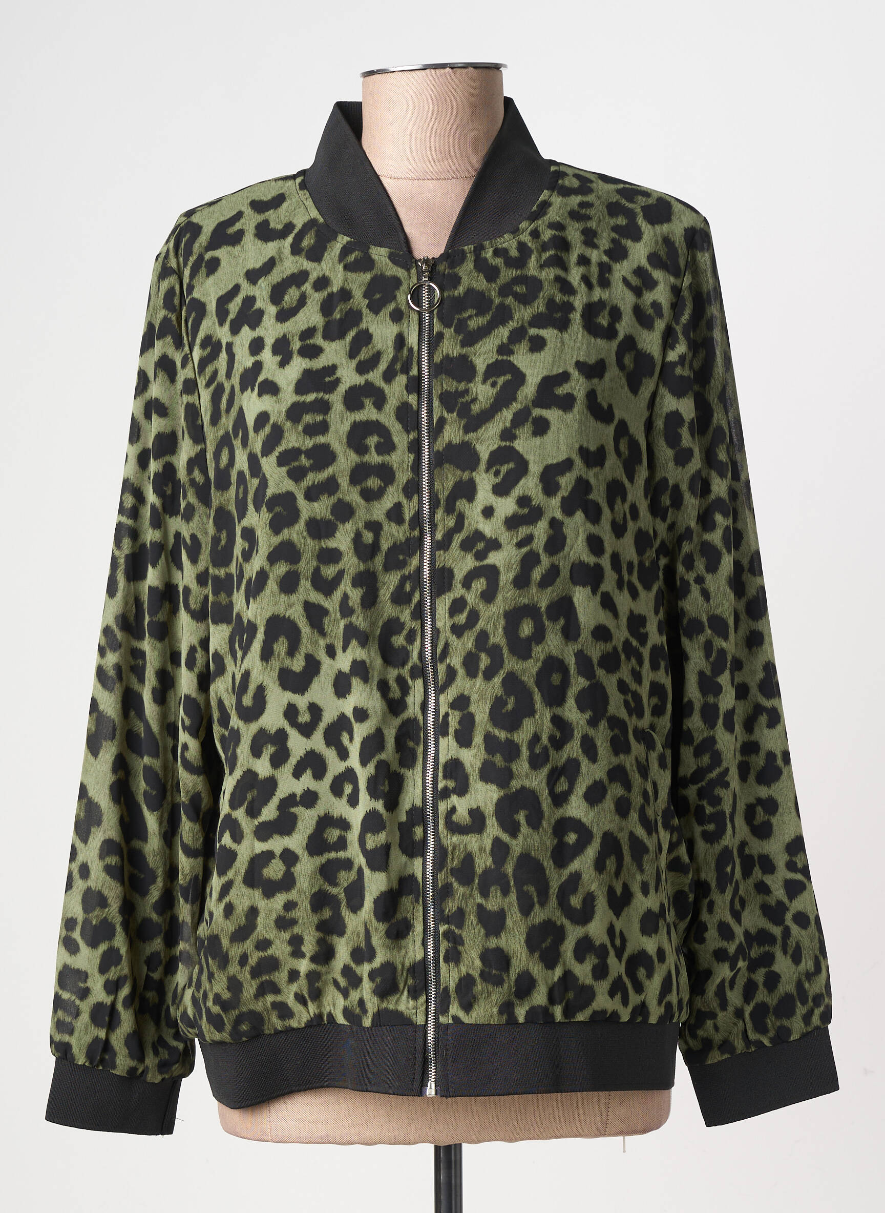Blouson effet matière satinée vert LILIE ROSE femme