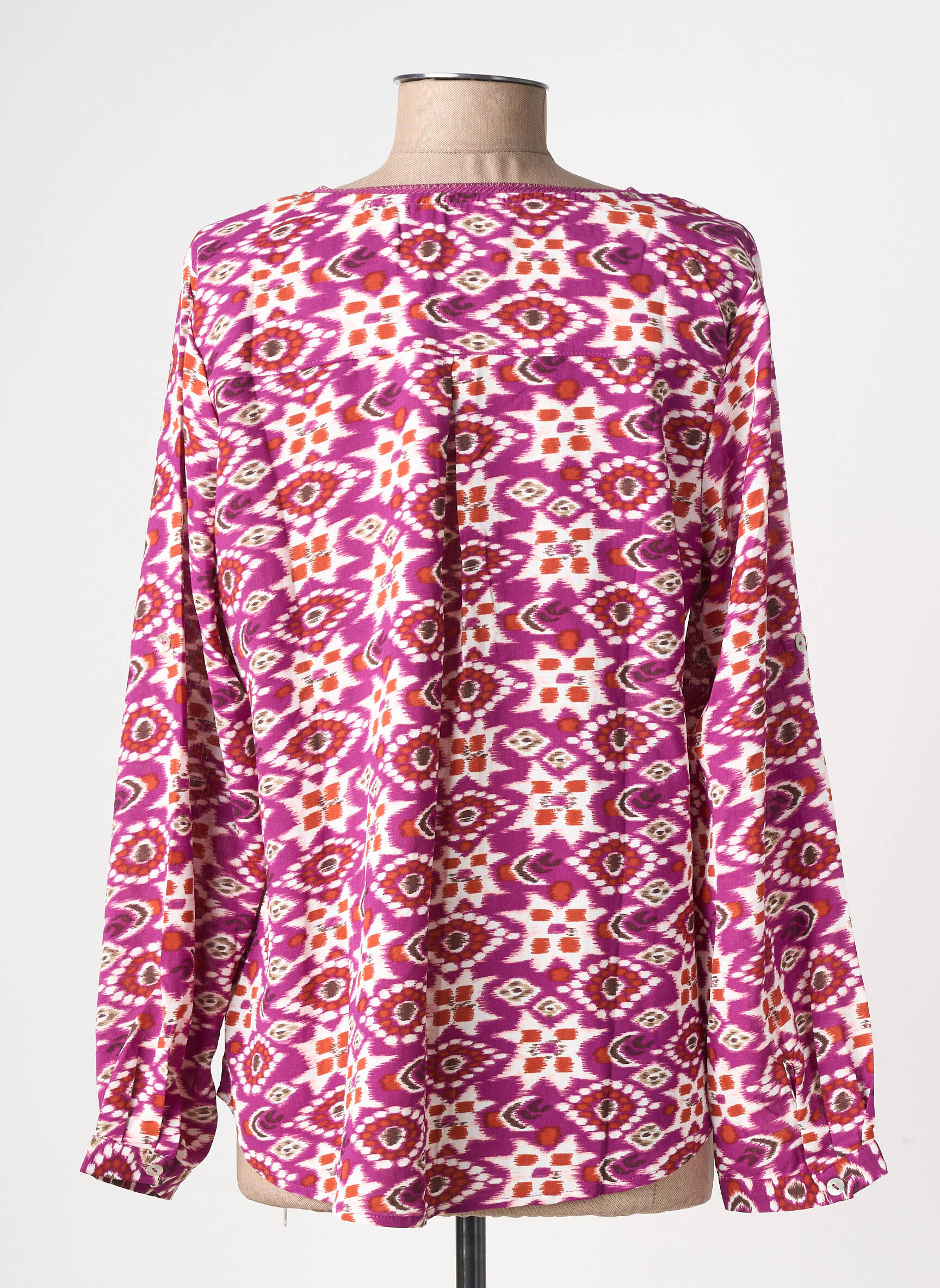 Blouse tissage popeline manches longues violet SARAH JOHN femme