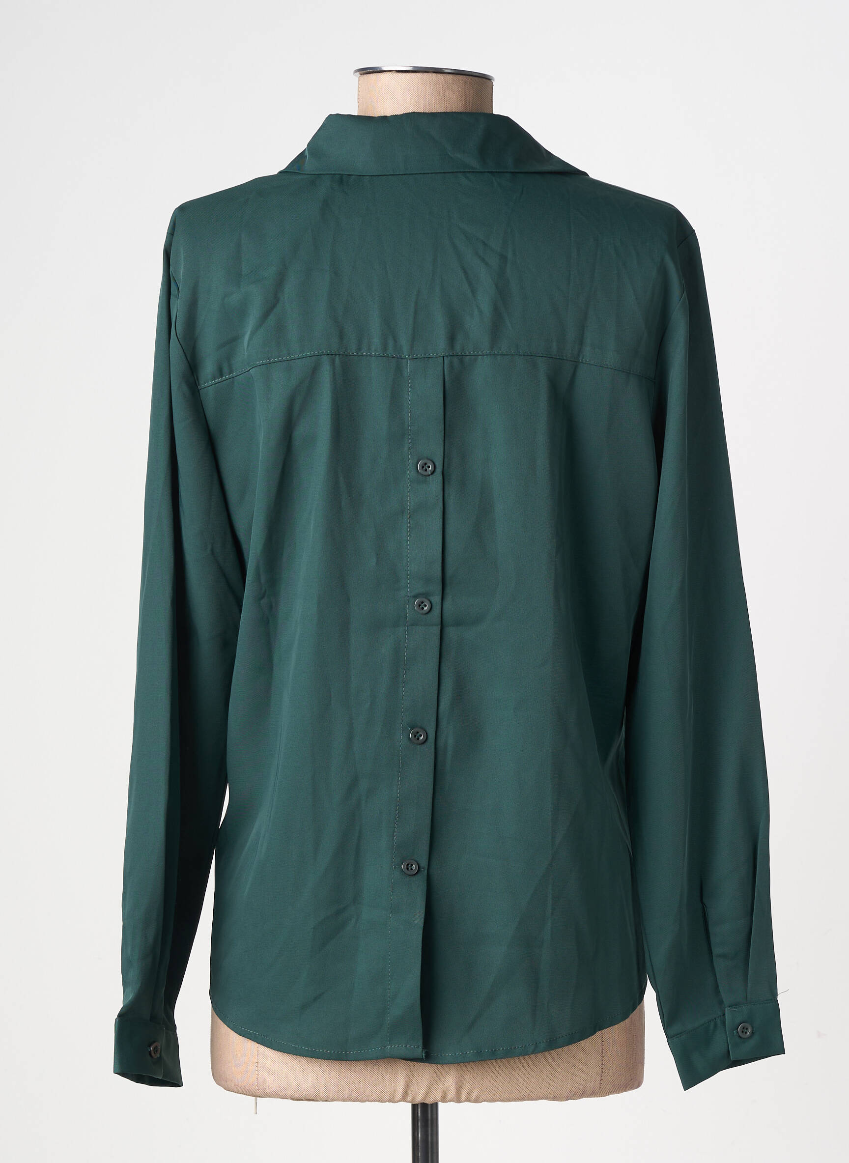 Blouse poignets boutonnés avec fente manches longues vert A BELLE BY J.E CREATION femme
