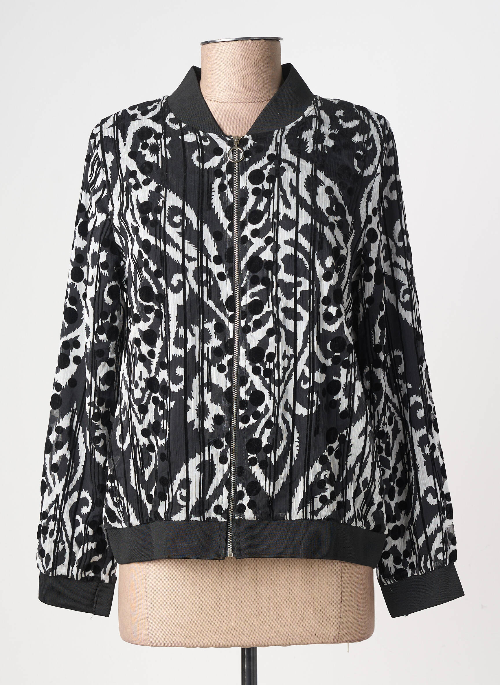 Blouson col v noir LILIE ROSE femme