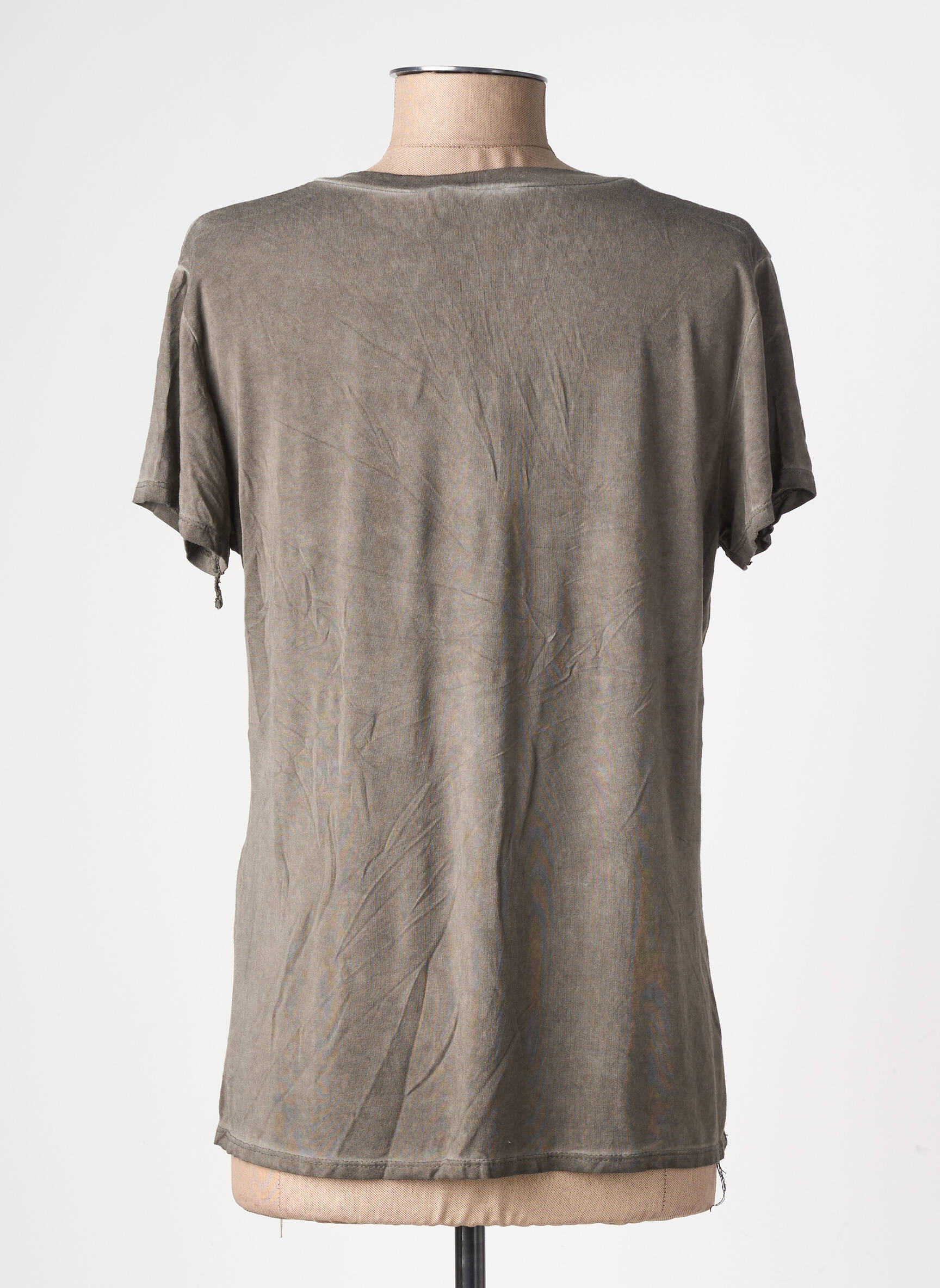 T-shirt col v manches courtes marron BY COCO femme