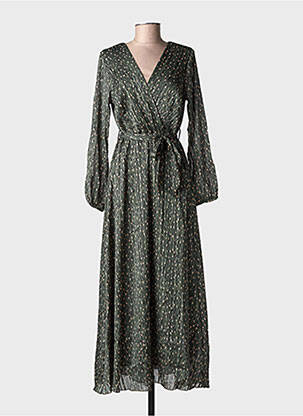 Robe longue manches longues manches longues vert LILIE ROSE femme