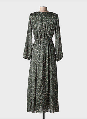 Robe longue manches longues manches longues vert LILIE ROSE femme
