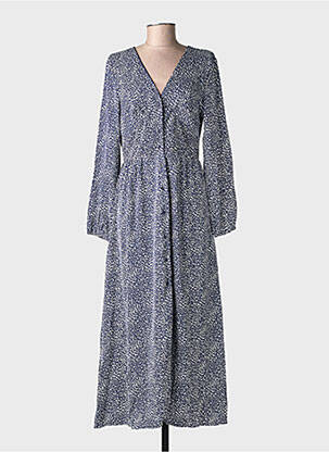 Robe longue manches longues manches longues bleu LILIE ROSE femme