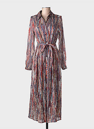 Robe longue imprimé fantaisie manches longues bleu LILIE ROSE femme