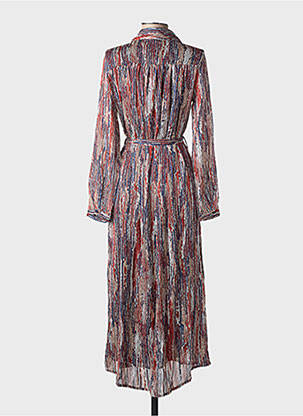 Robe longue imprimé fantaisie manches longues bleu LILIE ROSE femme