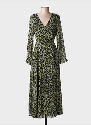 Robe longue manches longues manches longues vert LILIE ROSE femme