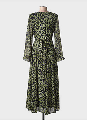 Robe longue manches longues manches longues vert LILIE ROSE femme