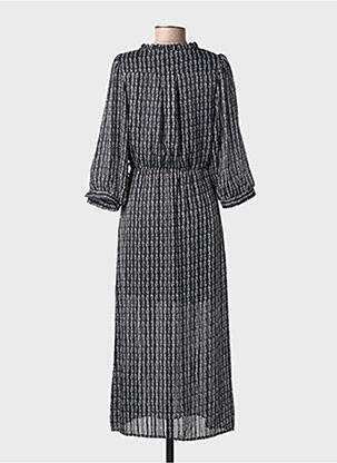 Robe longue imprimé fantaisie manches 3/4 noir SARAH JOHN femme