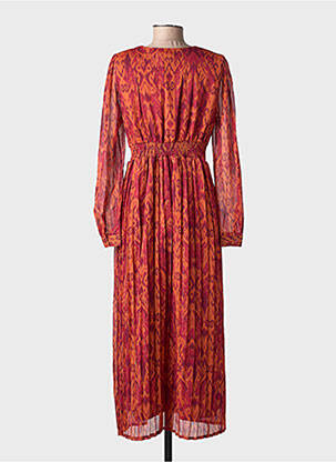 Robe longue manches longues manches longues orange LILIE ROSE femme