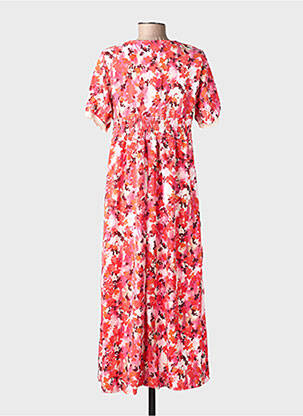 Robe longue coupe évasée manches courtes orange LILIE ROSE femme