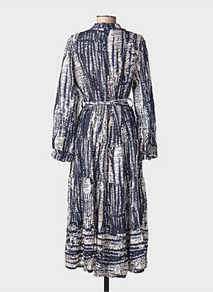 Robe longue imprimé fantaisie manches longues bleu CECILE WANG femme