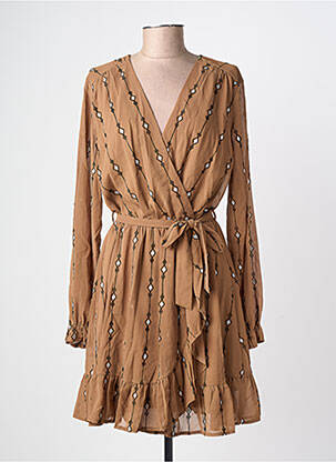 Robe courte manches longues manches longues vert L'OLIVE VERTE femme