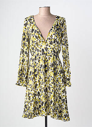 Robe courte manches longues manches longues vert LILIE ROSE femme