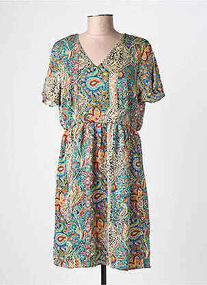 Robe courte manches courtes manches courtes bleu LILIE ROSE femme