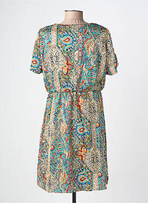 Robe courte manches courtes manches courtes bleu LILIE ROSE femme