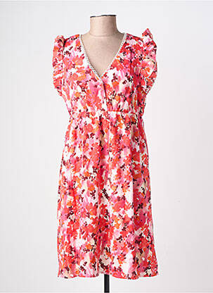 Robe courte coupe fluide manches courtes orange LILIE ROSE femme