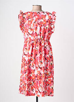 Robe courte coupe fluide manches courtes orange LILIE ROSE femme