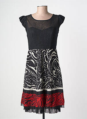 Robe courte manches courtes manches courtes noir LULU.H femme