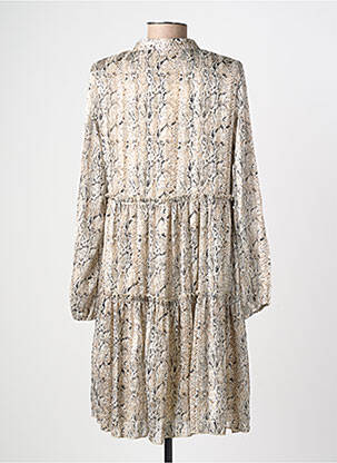 Robe courte coupe évasée manches longues beige LILIE ROSE femme