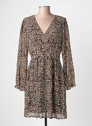 Robe courte manches longues manches longues marron BY ONE femme