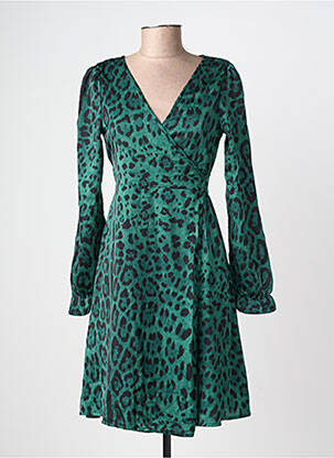 Robe courte manches longues manches longues vert LILIE ROSE femme