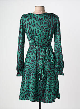 Robe courte manches longues manches longues vert LILIE ROSE femme