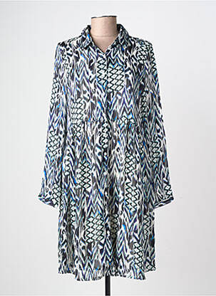 Robe courte coupe fluide manches longues bleu LILIE ROSE femme