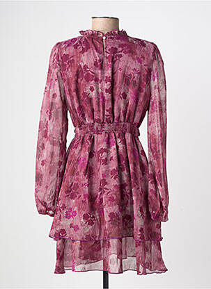 Robe mi-longue imprimé fleurs manches longues violet LILIE ROSE femme