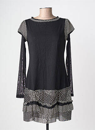 Robe courte manches longues manches longues noir LULU.H femme