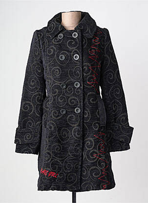 Manteau long coupe cintrée sans capuche noir LULU.H femme