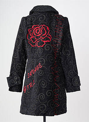 Manteau long coupe cintrée sans capuche noir LULU.H femme