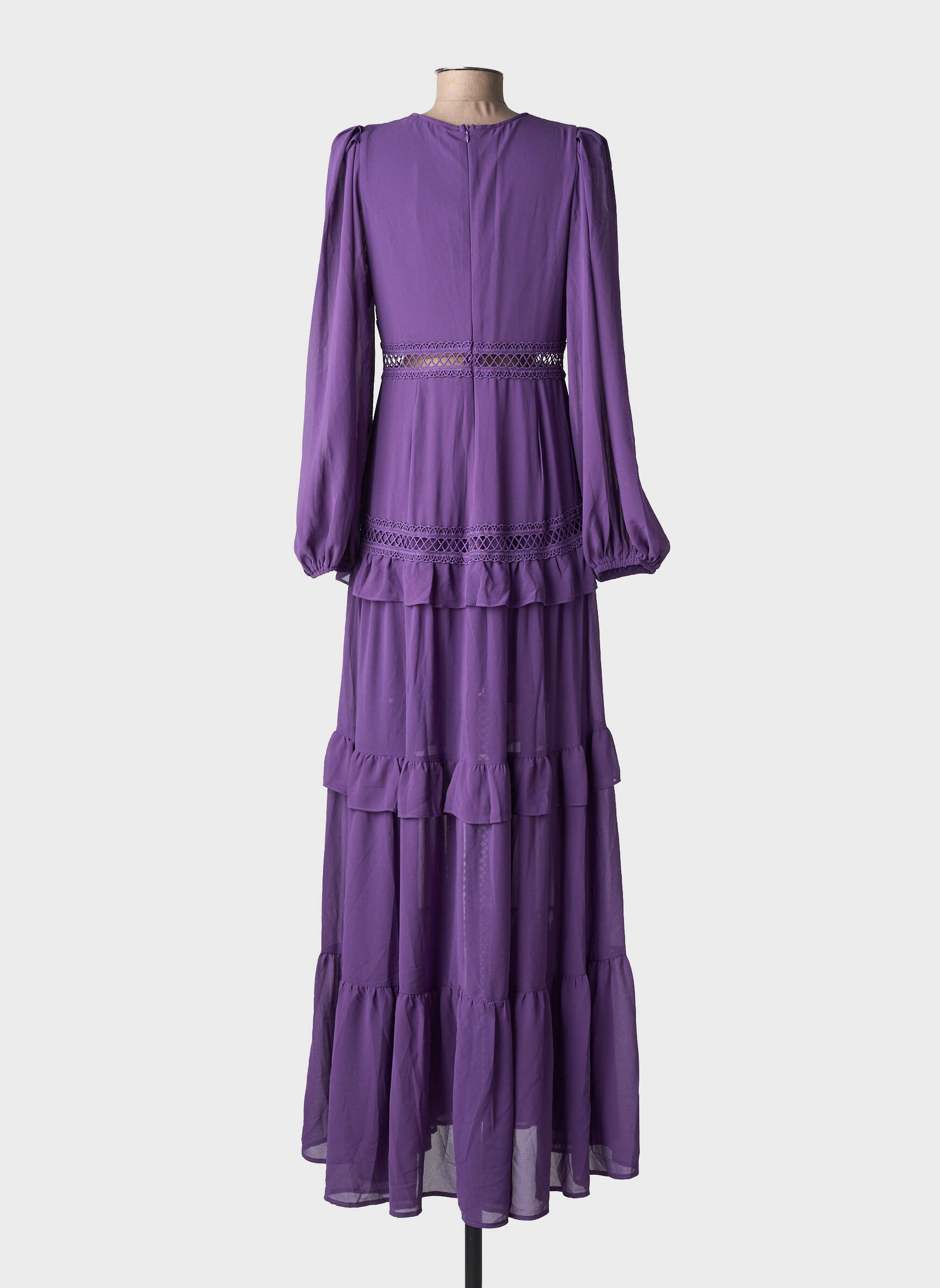 Robe longue manches longues manches longues violet F & P femme