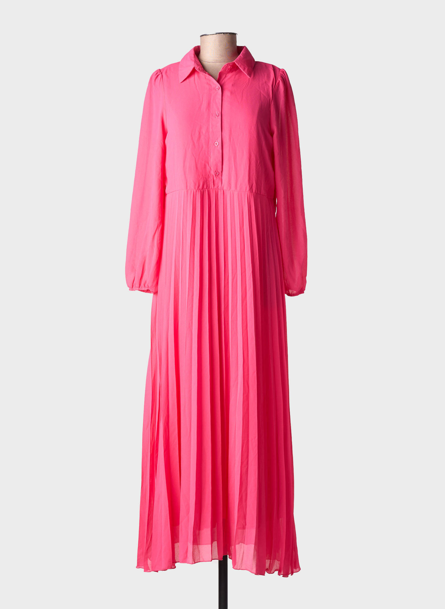 Robe longue manches longues manches longues rose LILIE ROSE femme