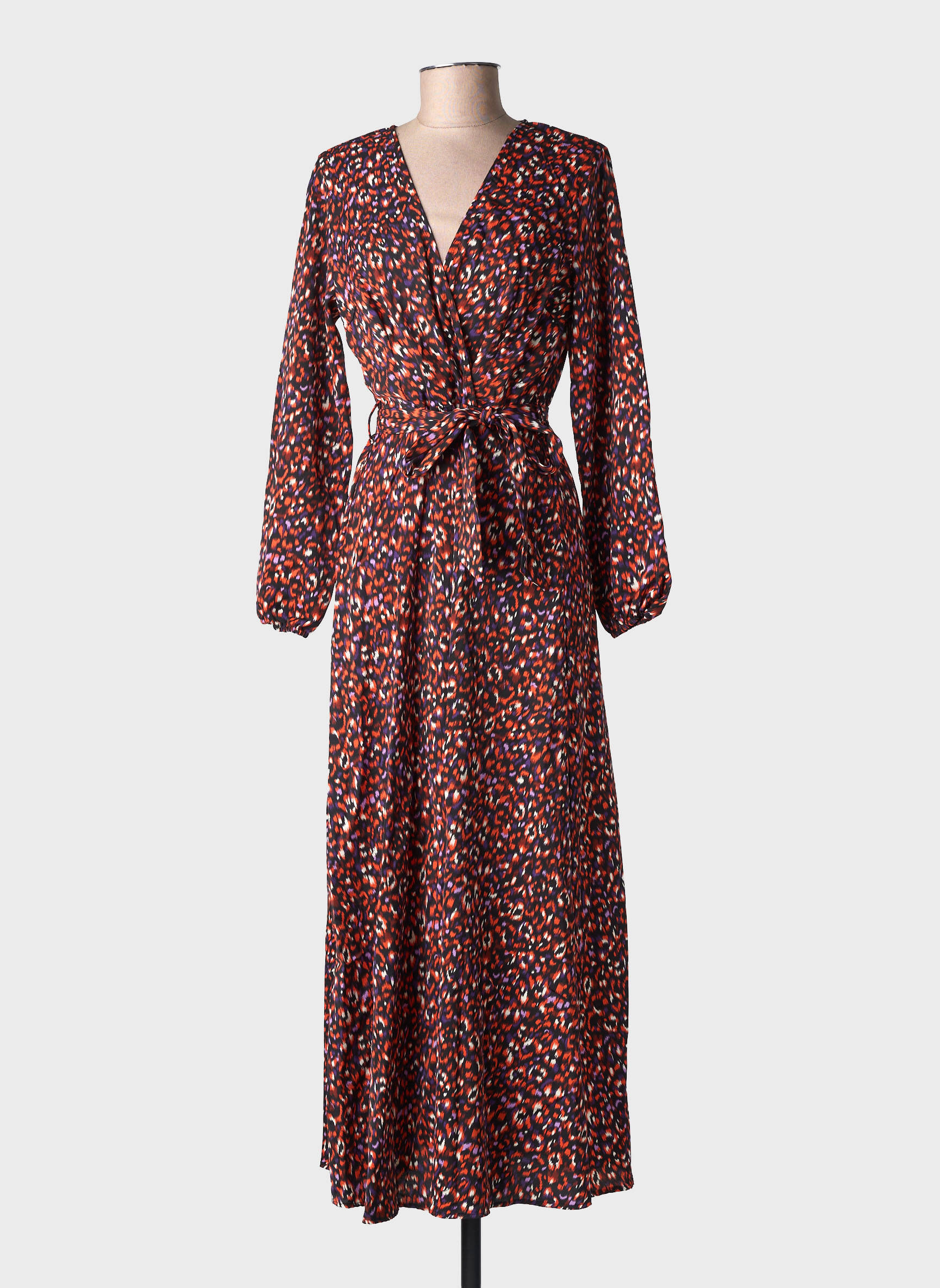 Robe longue manches longues manches longues noir LILIE ROSE femme