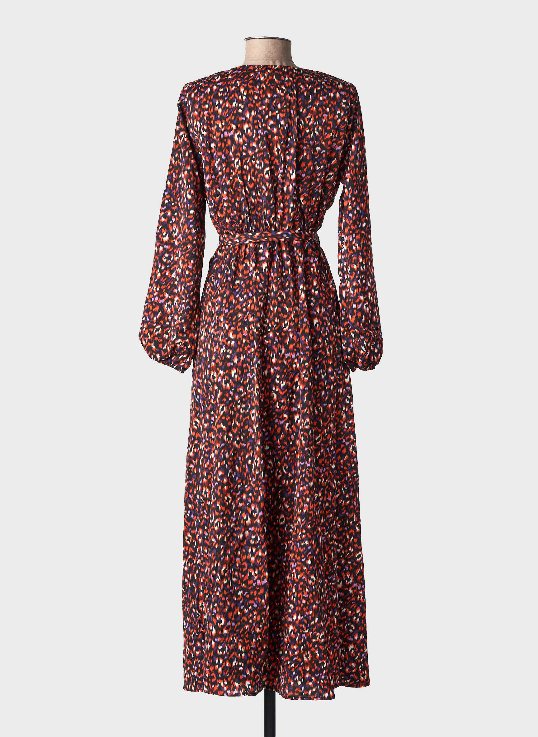 Robe longue manches longues manches longues noir LILIE ROSE femme