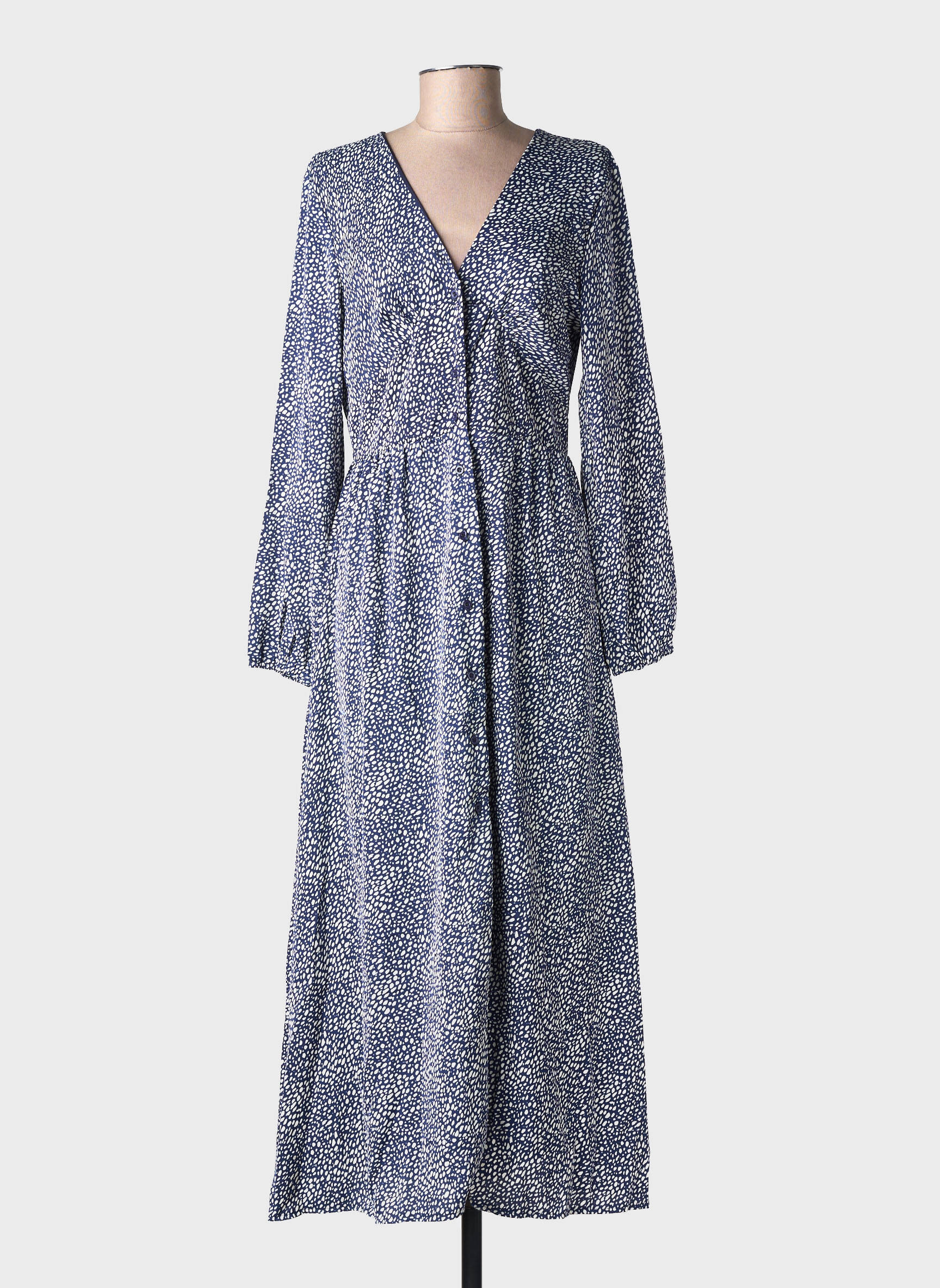 Robe longue manches longues manches longues bleu LILIE ROSE femme