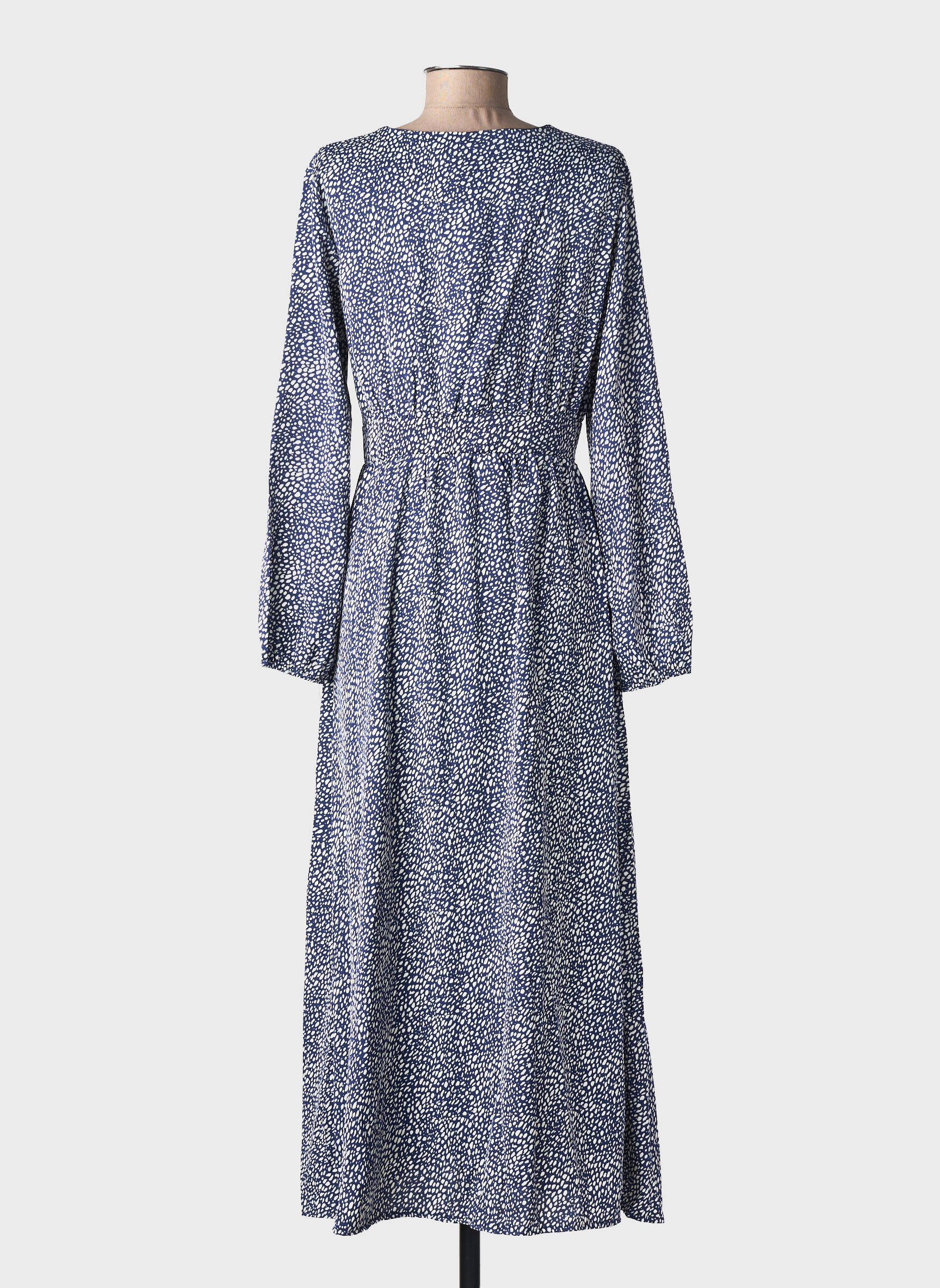 Robe longue manches longues manches longues bleu LILIE ROSE femme