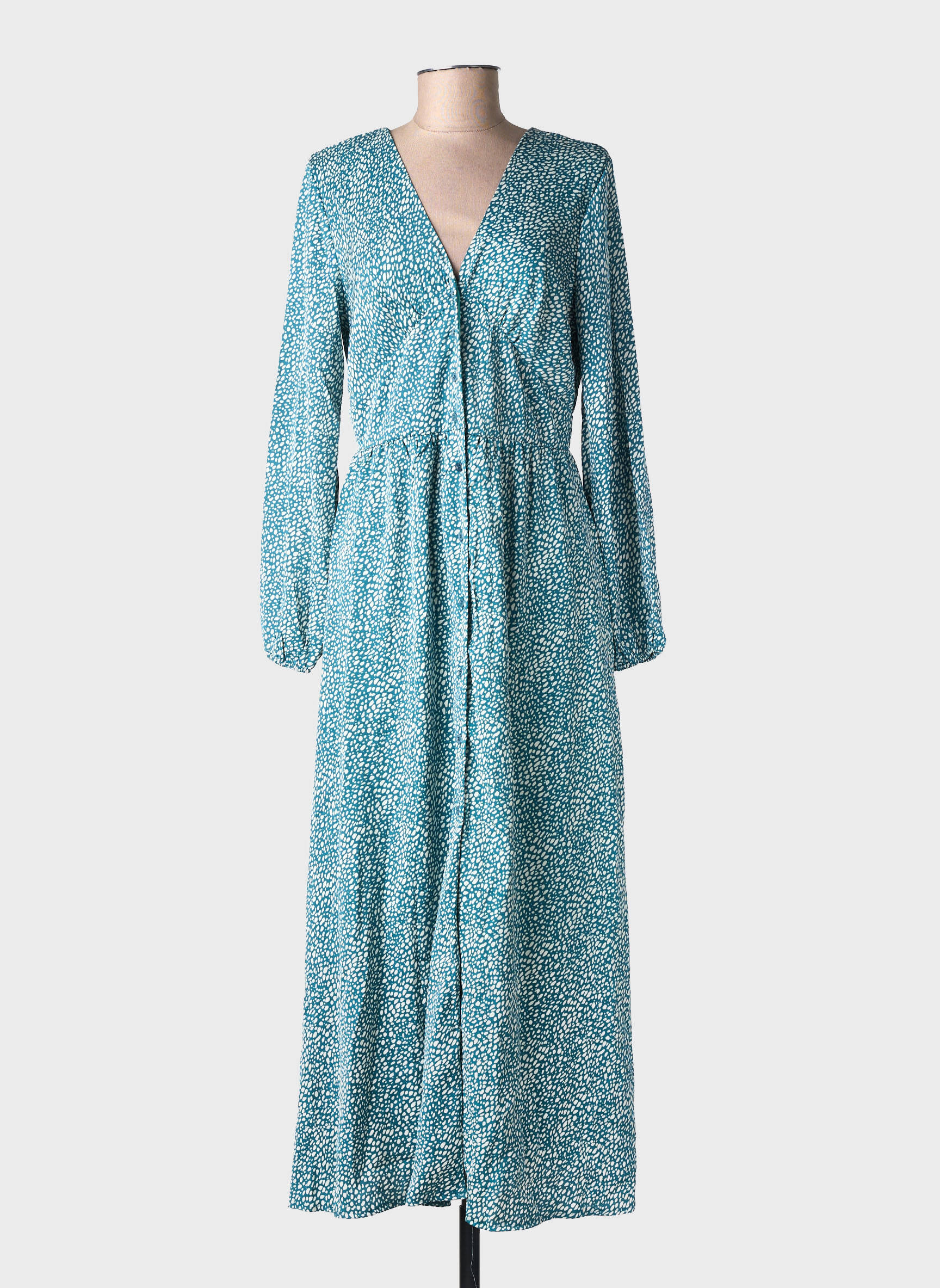Robe longue manches longues manches longues vert LILIE ROSE femme