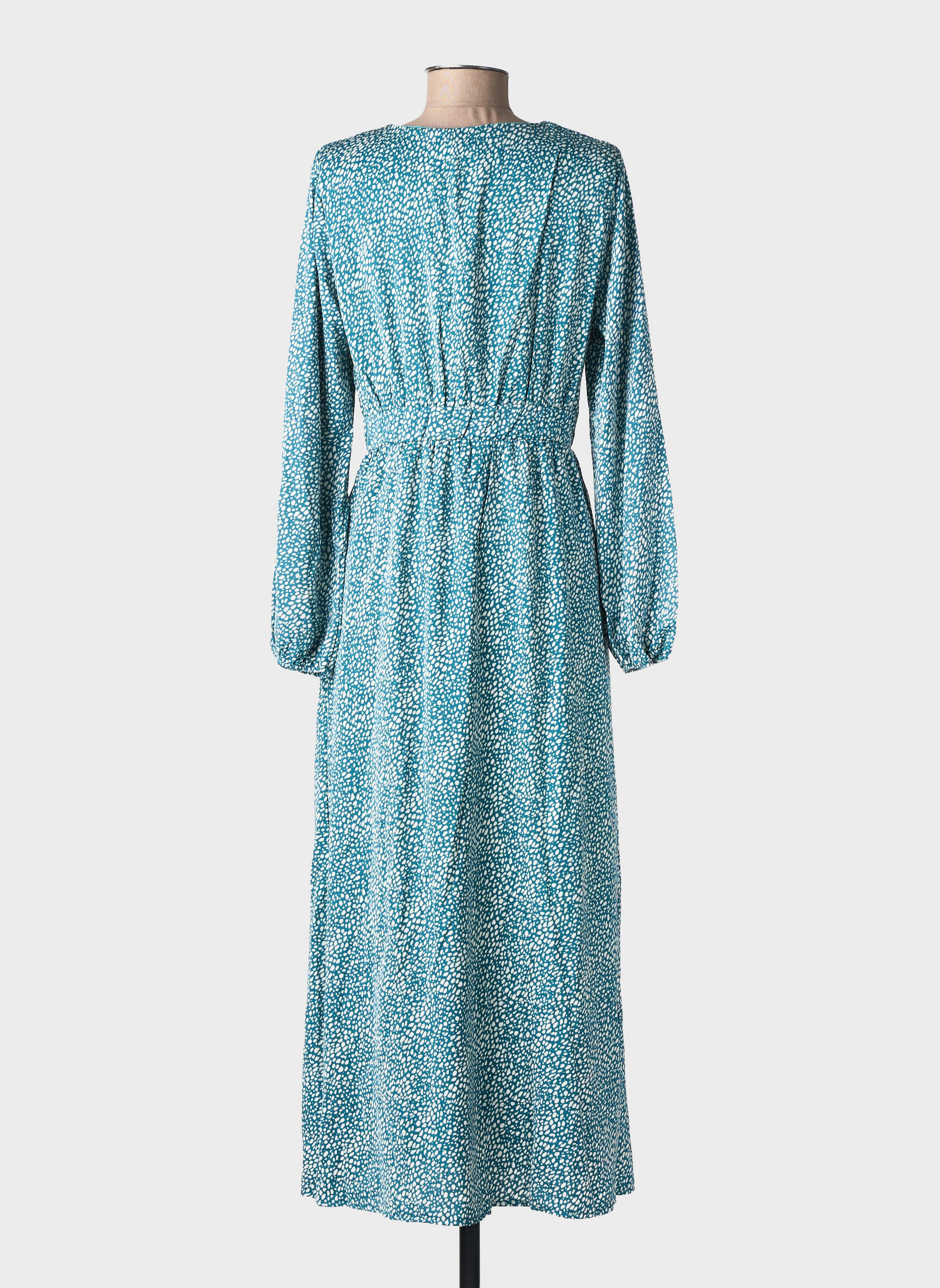 Robe longue manches longues manches longues vert LILIE ROSE femme