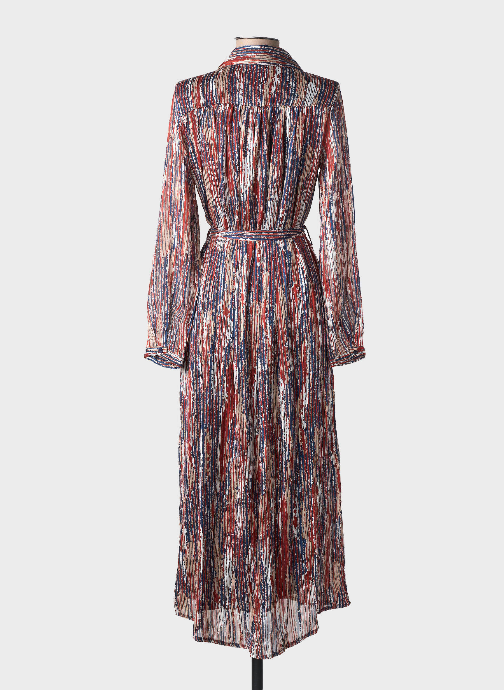Robe longue imprimé fantaisie manches longues bleu LILIE ROSE femme