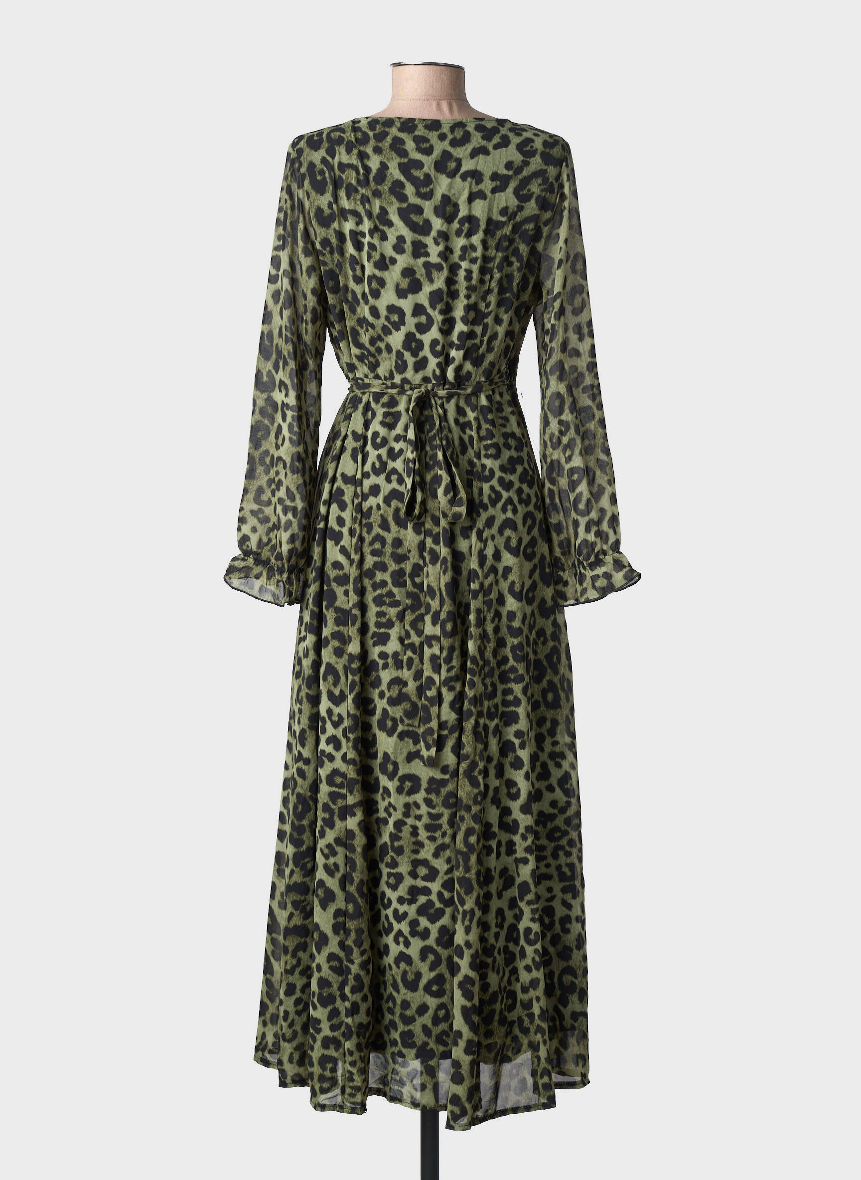 Robe longue manches longues manches longues vert LILIE ROSE femme