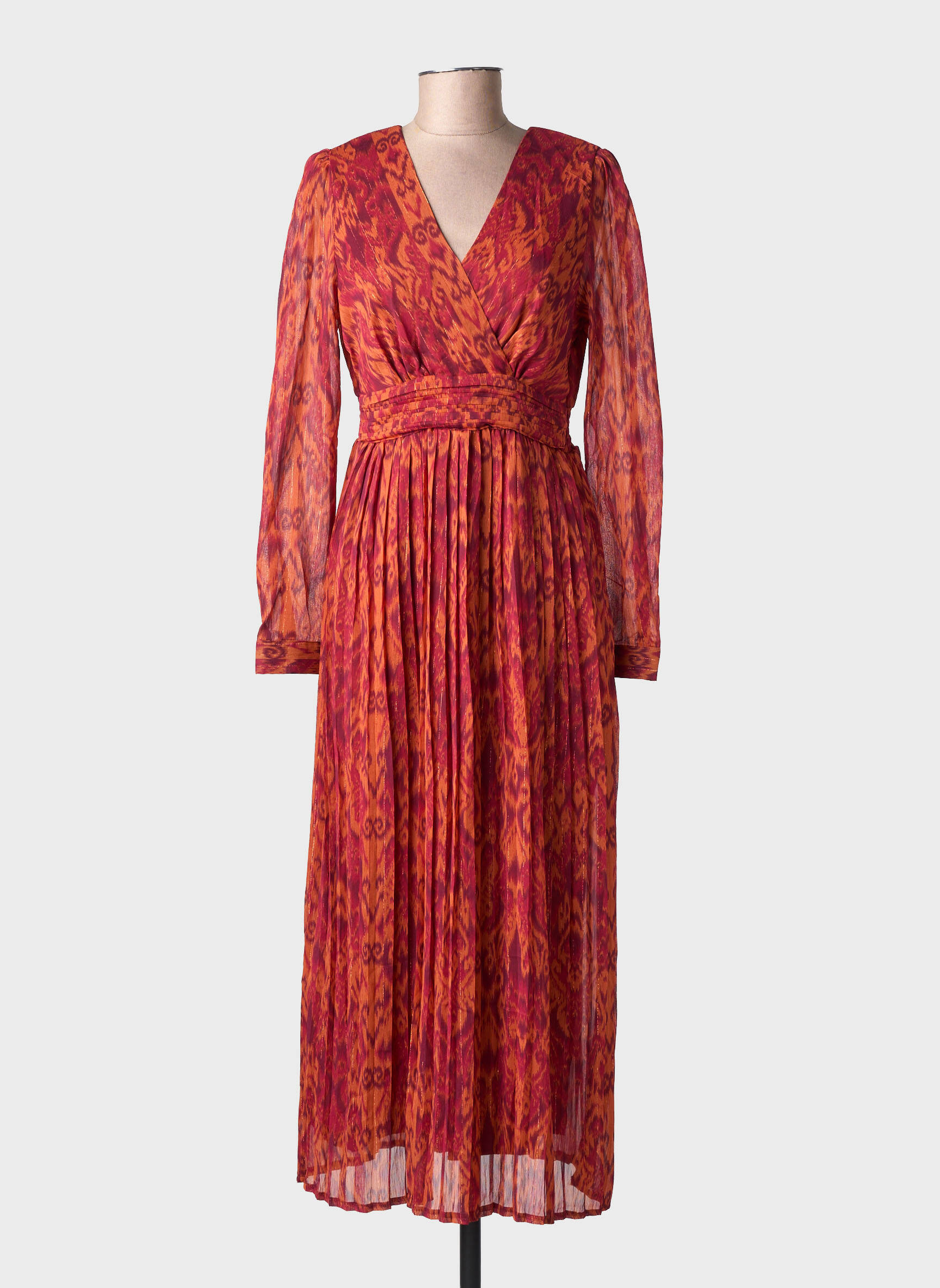 Robe longue manches longues manches longues orange LILIE ROSE femme