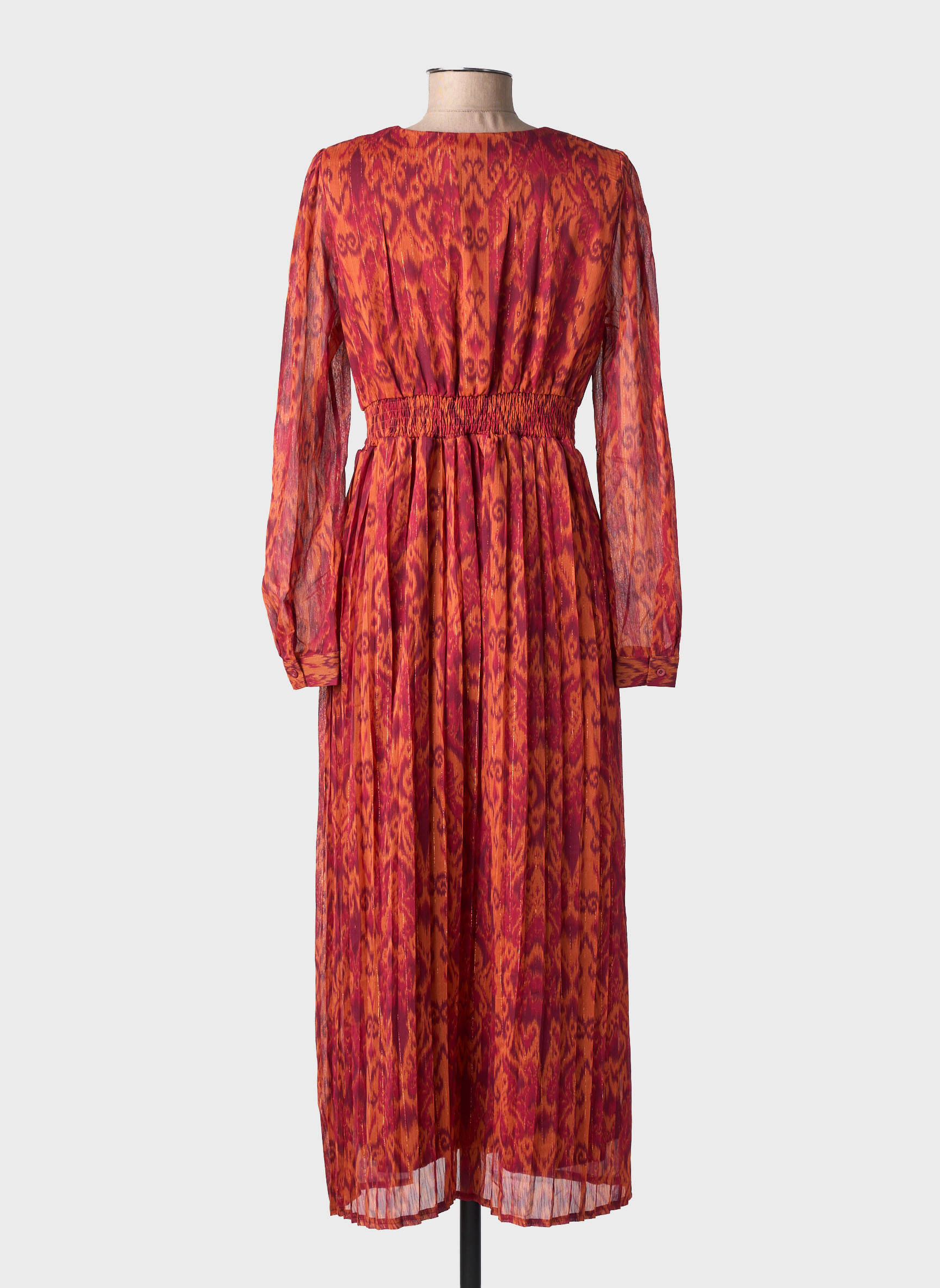 Robe longue manches longues manches longues orange LILIE ROSE femme