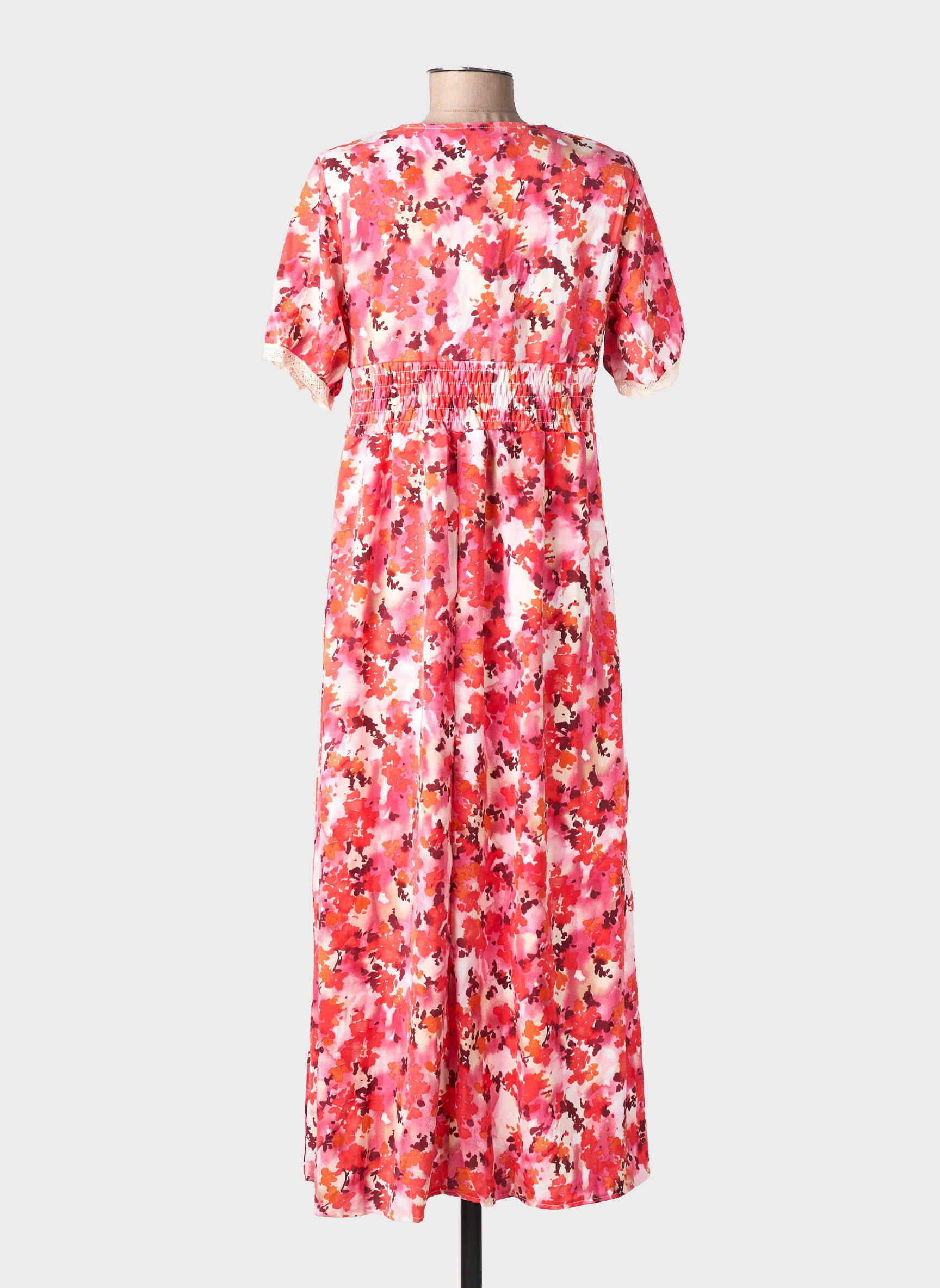 Robe longue coupe évasée manches courtes orange LILIE ROSE femme