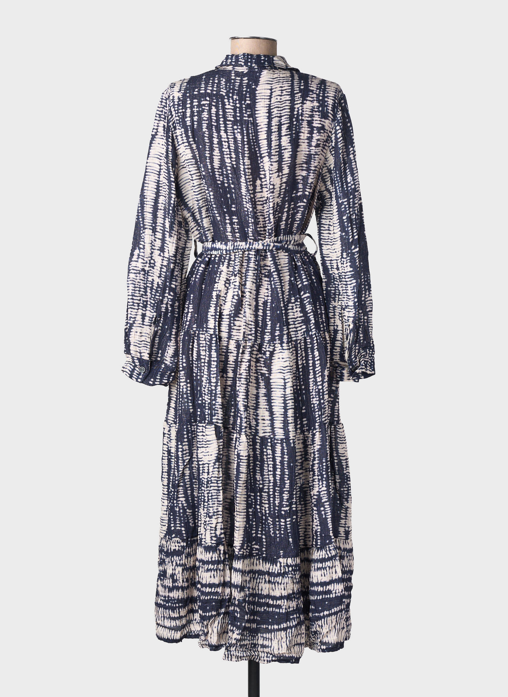 Robe longue imprimé fantaisie manches longues bleu CECILE WANG femme