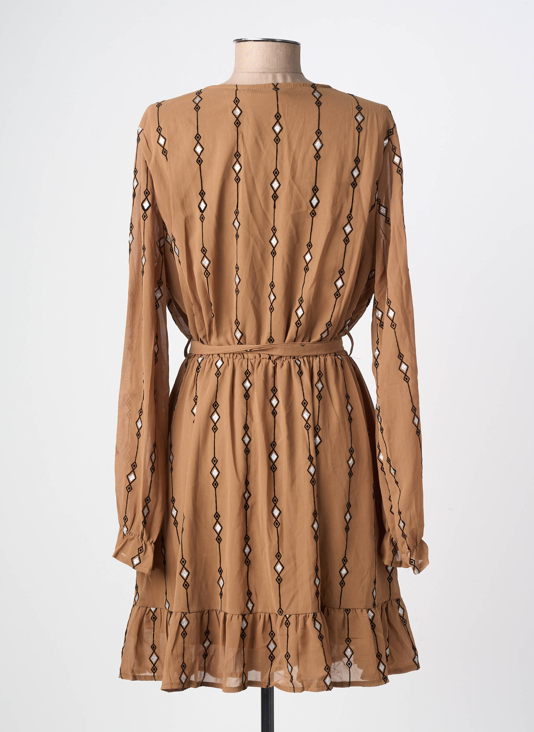 Robe courte manches longues manches longues vert L'OLIVE VERTE femme