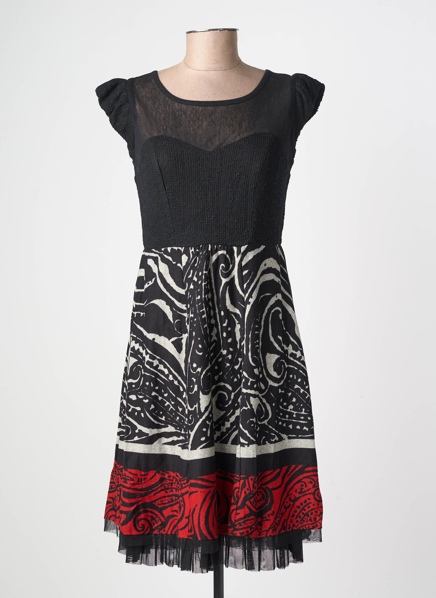 Robe courte manches courtes manches courtes noir LULU.H femme